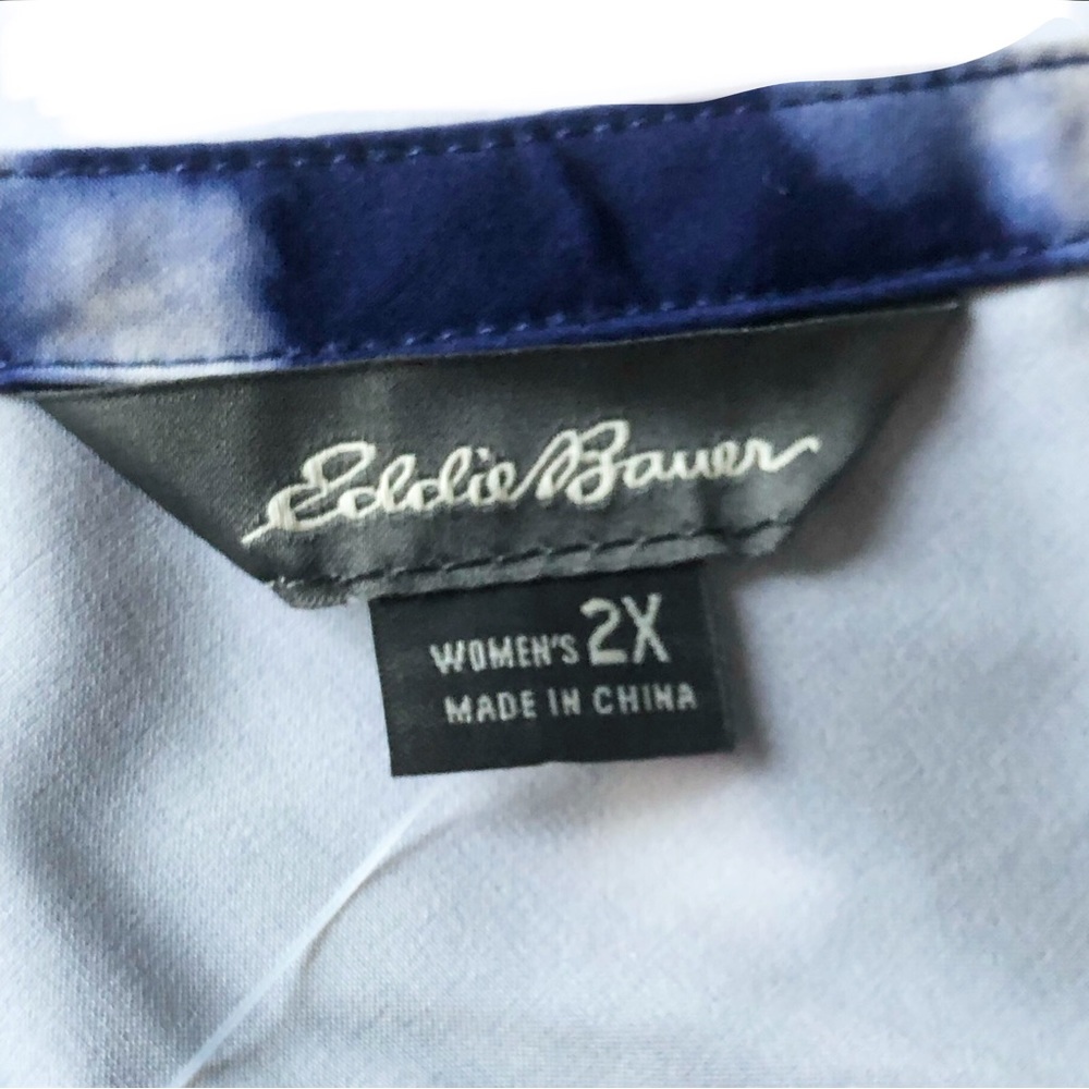 Eddie Bauer Spindrift Tie Waist Tank Dress, Blue and White Striped Tie Dye 2X - Picture 13 of 16